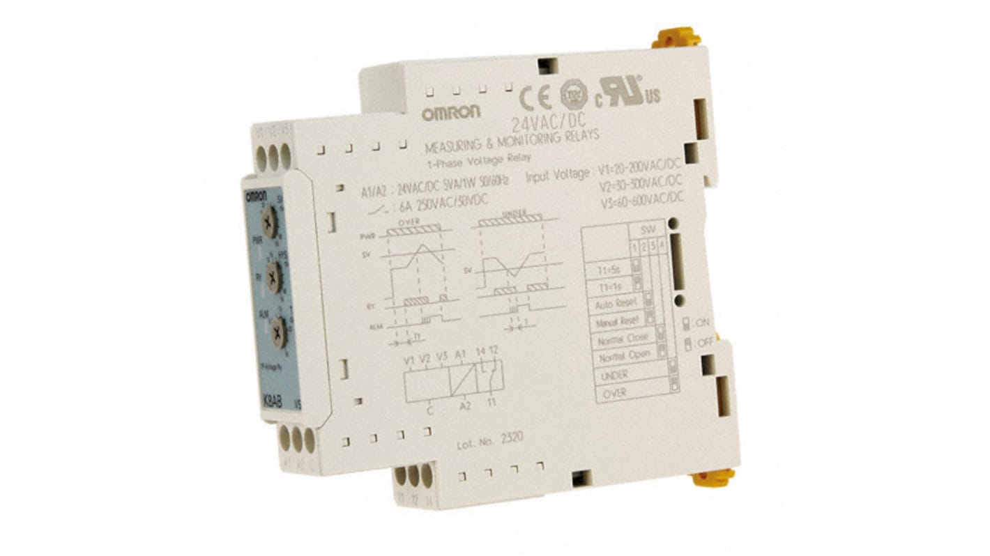 Omron Voltage Monitoring Relay, SPDT, 1 → 10V ac/dc