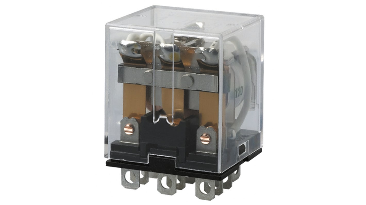 Omron Plug In Non-Latching Relay, 120V ac Coil, 10A Switching Current, 3PDT