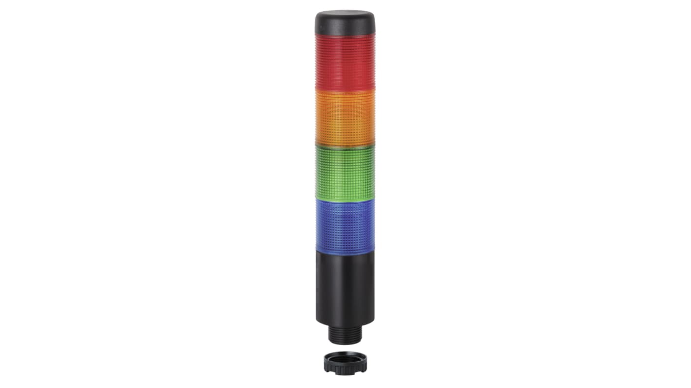 Colonnes lumineuses pré-configurées à LED Feu Fixe, Bleu, vert, rouge, jaune avec Buzzer, série Kompakt 37, 24 V