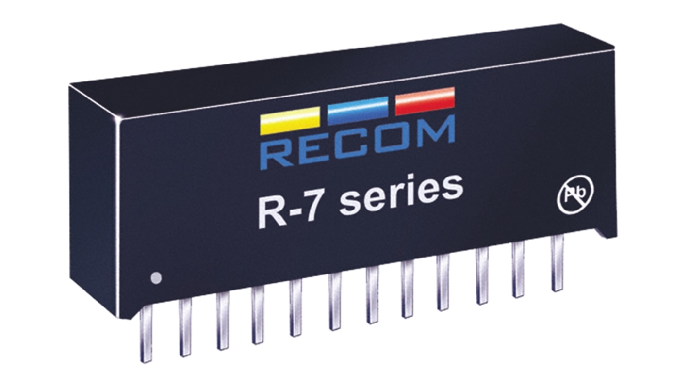 Recom Switching Regulator, Through Hole, 5 → 7.5V dc Output Voltage, 8.5 → 28V dc Input Voltage, 5.5A