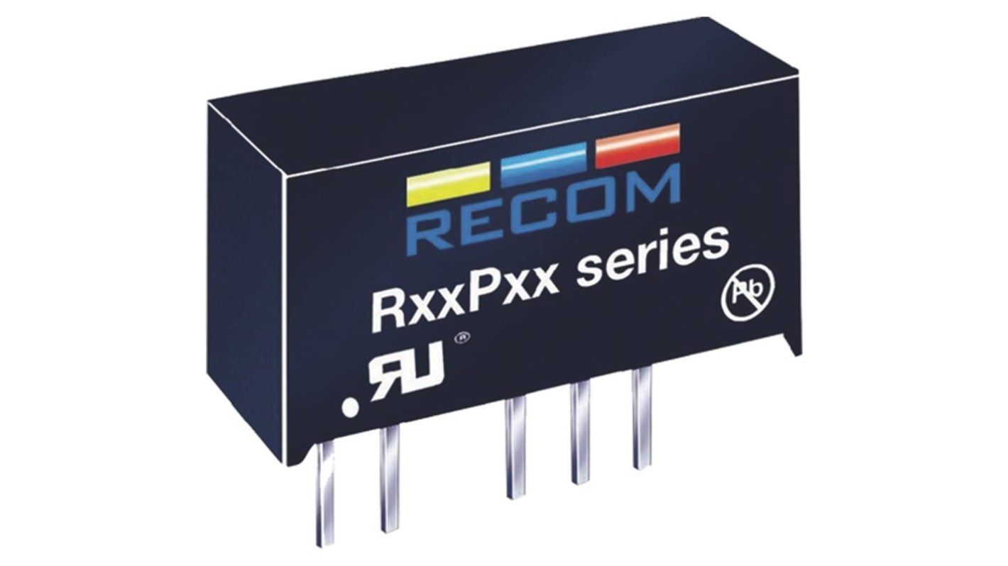 Przetwornica DC-DC, 1W, Uwe 4,5 → 5,5 V DC, Uwy ±5V dc, Iwy ±100mA, Recom