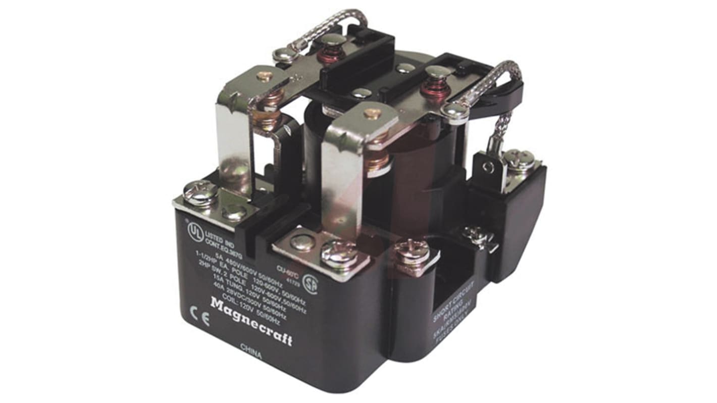 SE Relays Magnecraft Panel Mount Power Relay, 24V dc Coil, 50A Switching Current, DPDT