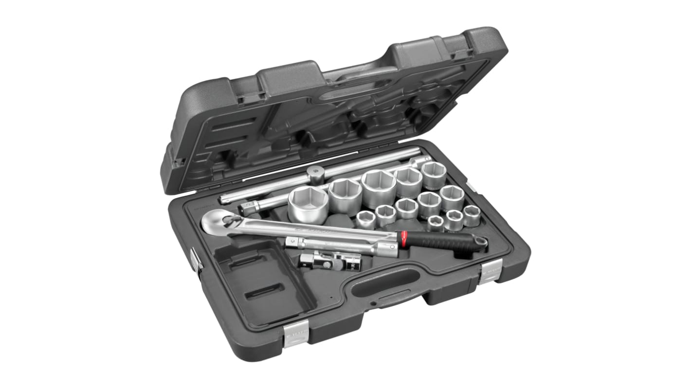 Facom 15-Piece Metric 3/4 in Standard Socket Set with Ratchet, 6 point