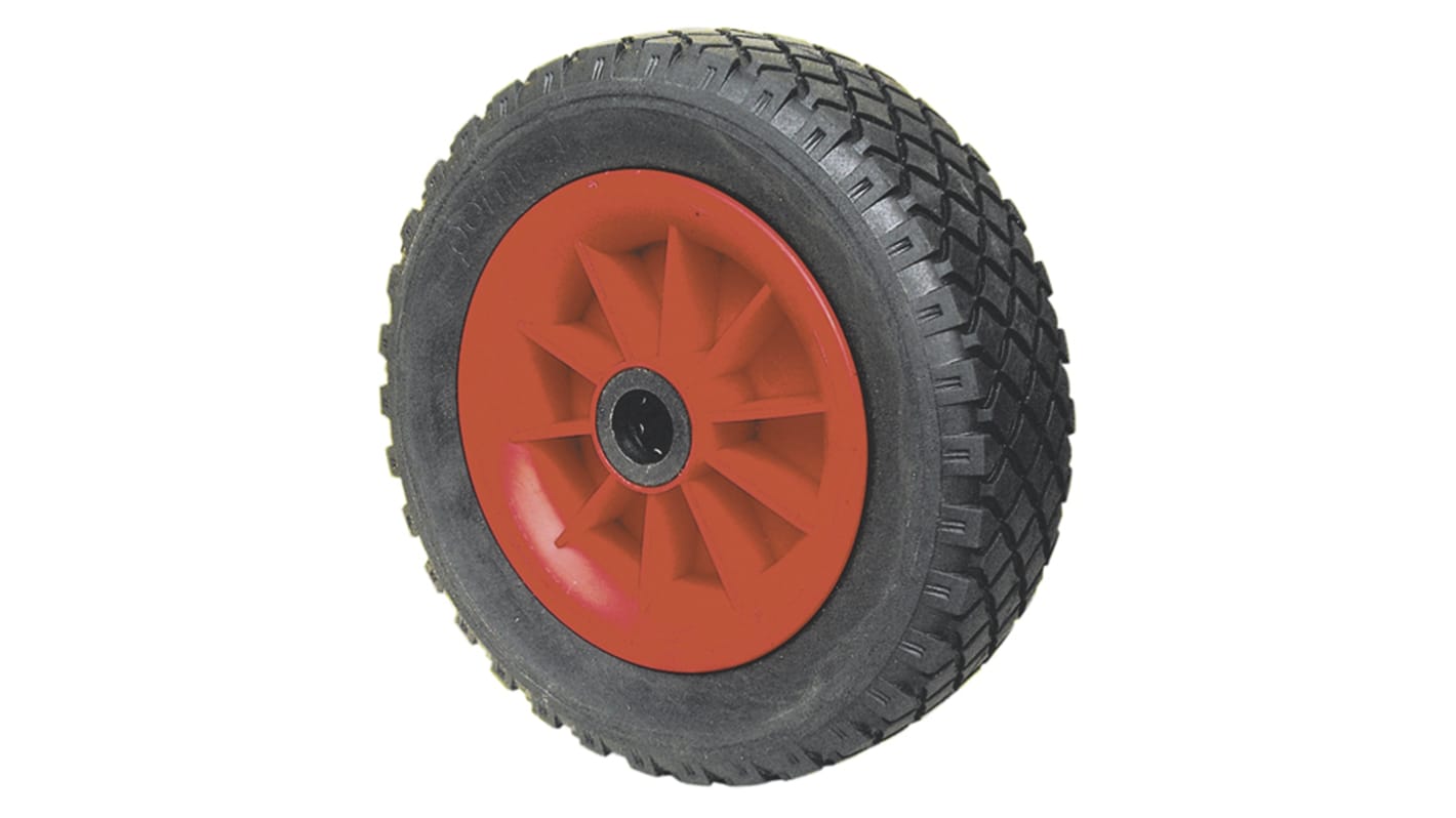 Kółko do wózka, Pneumatyczne, Poliuretan, Czarny, Czerwony, obc.: 120kg, śred.: 260mm, szer.: 78mm