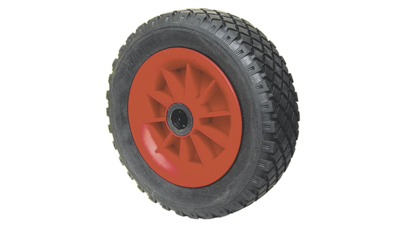 Kółko do wózka, Pneumatyczne, Poliuretan, Czarny, Czerwony, obc.: 120kg, śred.: 260mm, szer.: 78mm