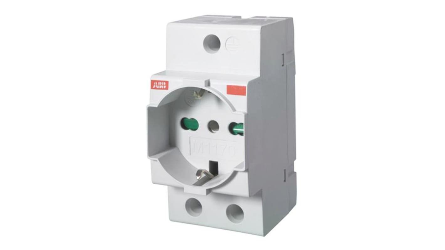 ABB Grey 1 Gang Plug Socket, 16A, Type L - Italian, Indoor Use