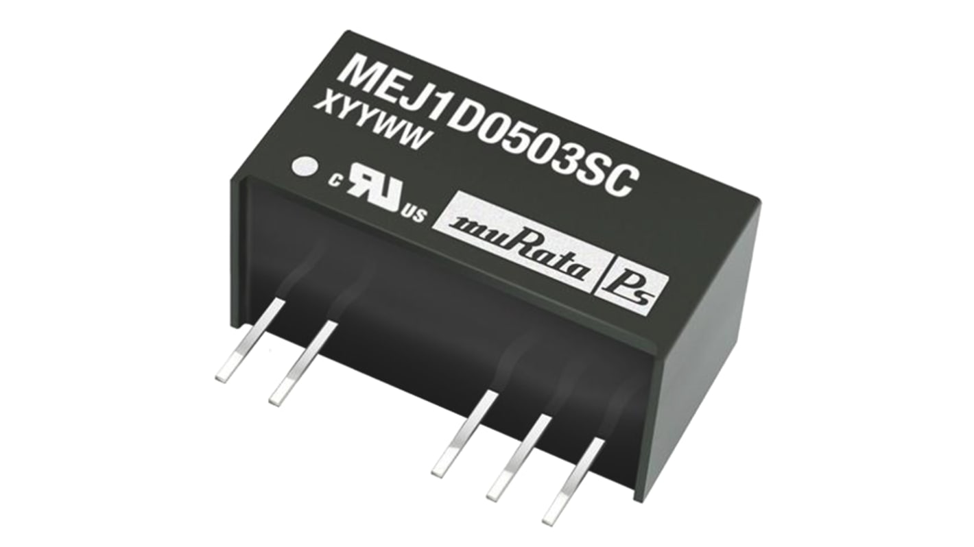 Murata Power Solutions MEJ1 DC-DC Converter, ±5V dc/ ±100mA Output, 4.5 → 5.5 V dc Input, 1W, Through Hole,