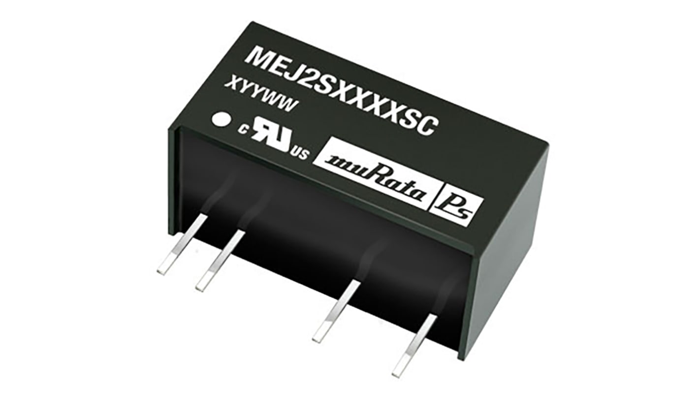 Murata Power Solutions MEJ2 DC-DC Converter, 3.3V dc/ 606mA Output, 4.5 → 5.5 V dc Input, 2W, Through Hole,