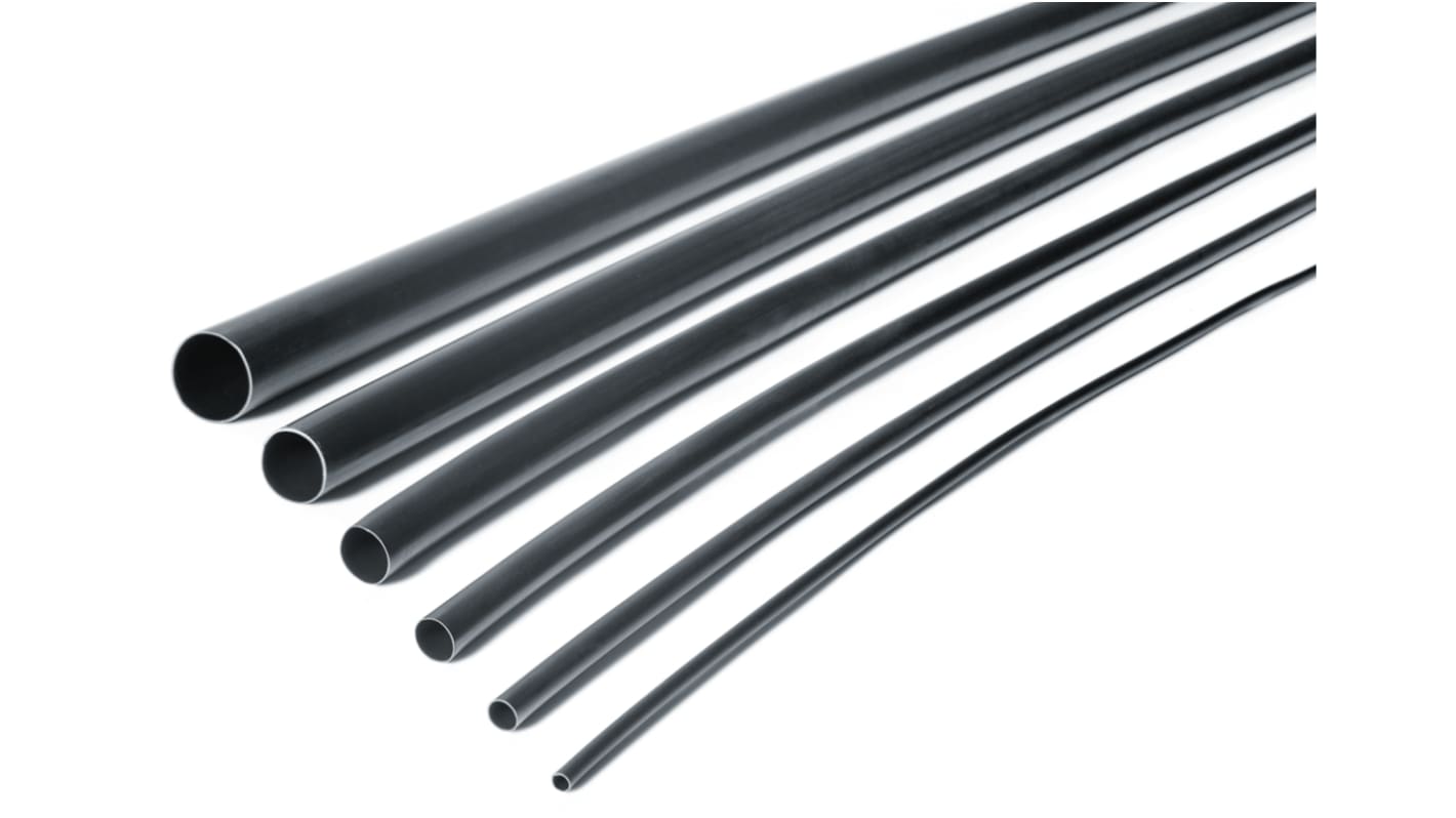 HellermannTyton Adhesive Lined Heat Shrink Tubing, Black 6mm Sleeve Dia. x 1.2m Length 3:1 Ratio, TA37 Series