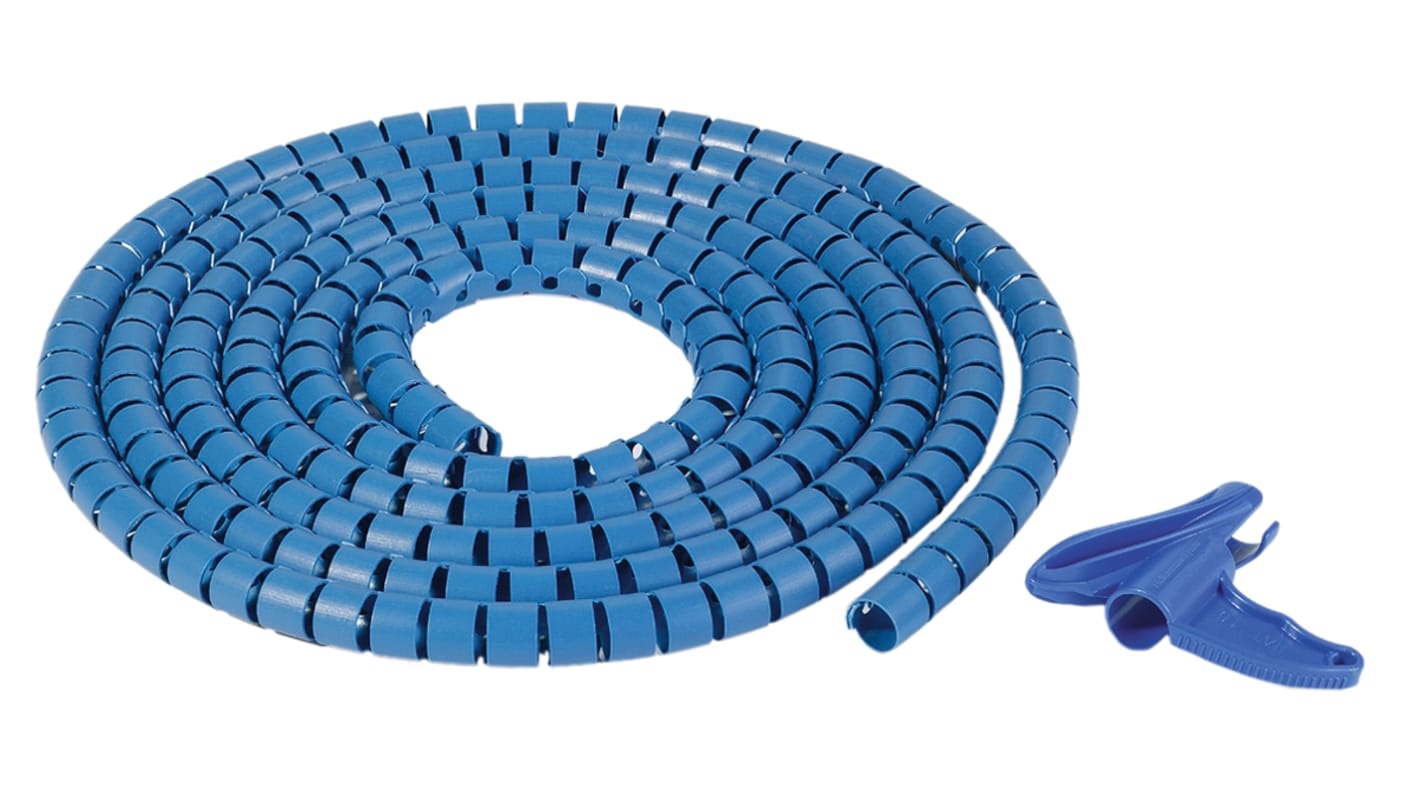 HellermannTyton Metal Detectable Polypropylene Blue Cable Sleeve, 27mm Diameter, 25m Length, Helawrap HWPPMC Series