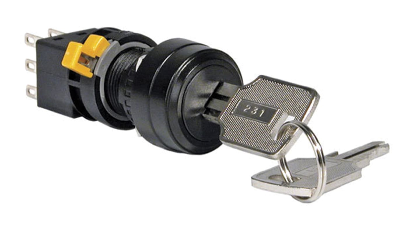 Idec IP65 Push Button Switch, DPDT, 100 mA 3-Way Common-Key