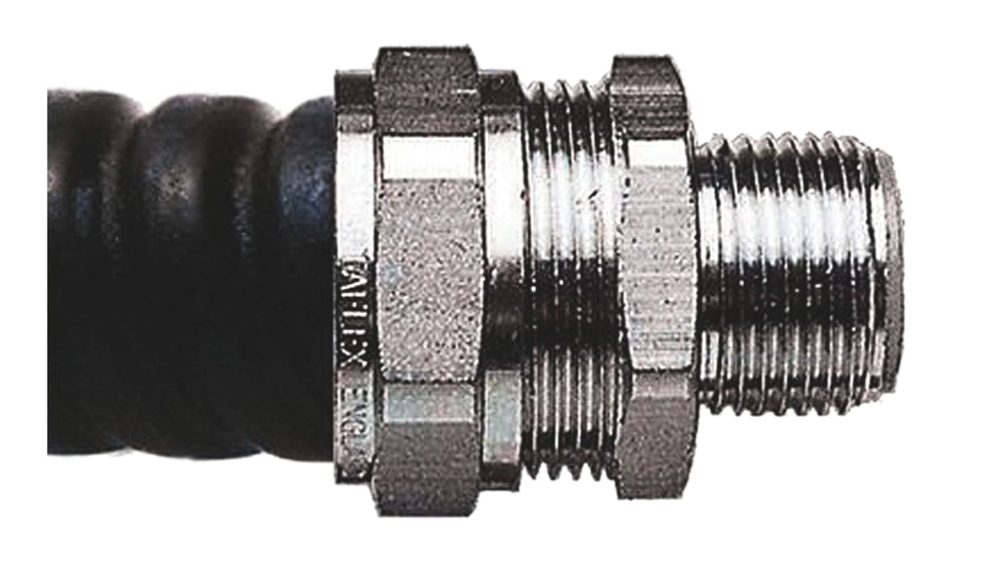 Adaptaflex 直向 电缆管接头, M32螺纹, 黄铜, 硅胶制, 28mm标称尺寸, 镀镍表面, IP66，IP67, 金属色, PK系列