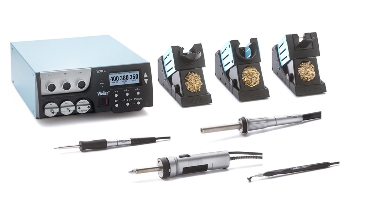 Weller 返修焊台, 239W, 230V, 烙铁头450°C, ESD安全, 3输出, 用于脱焊/热气/焊接, WXR 3032