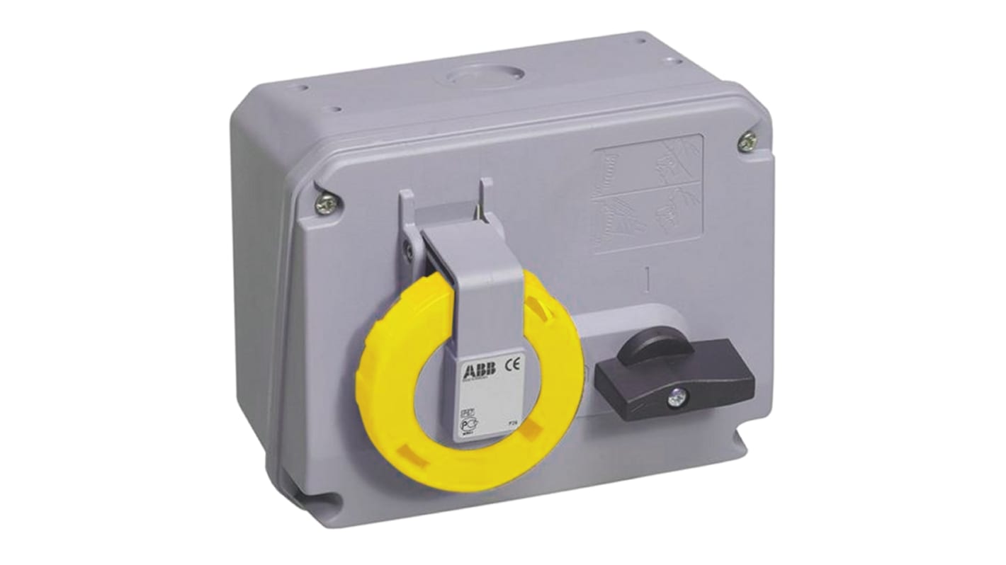 ABB Horizontal Switchable IP67 Industrial Interlock Socket 2P+E, 16A, 100 → 130 V