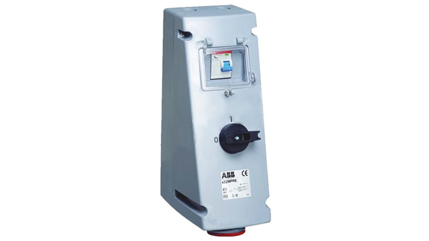 ABB Vertical Switchable IP44 Industrial Interlock Socket 3P+E, 32A, 380 → 415 V