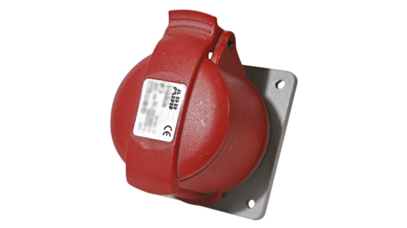 Amphenol Industrial, Easy & Safe IP44 Red Panel Mount 3P + N + E Industrial Power Socket, Rated At 16A, 415 V