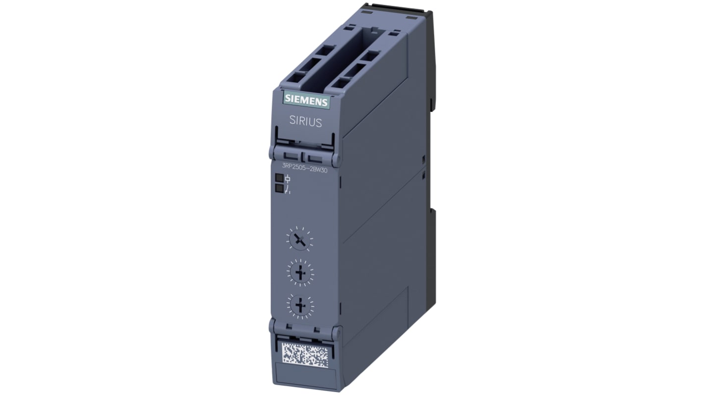 Siemens 3RP25 Series DIN Rail Mount Timer Relay, 12 → 240V ac/dc, 2-Contact, 1 s → 100h, DPDT