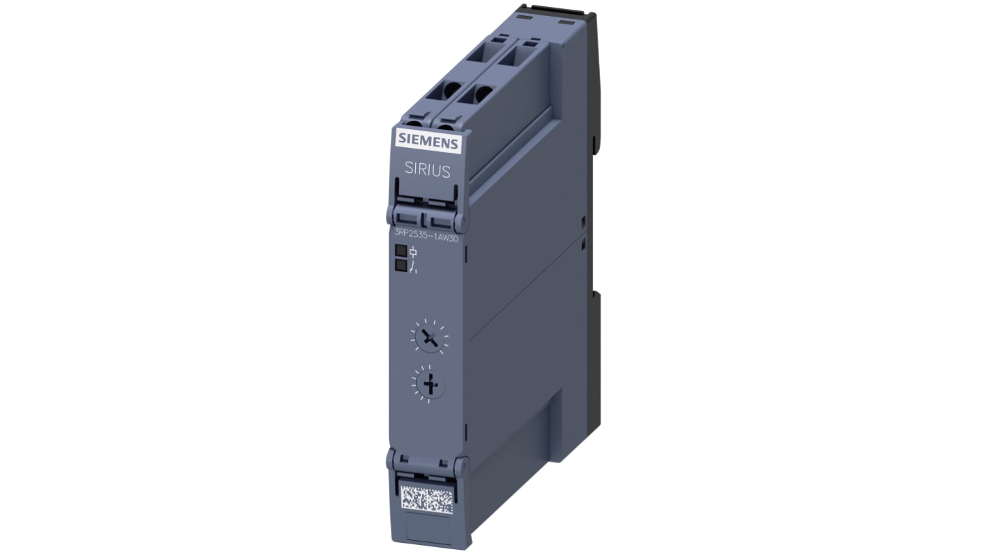 Siemens 3RP25 Series DIN Rail Mount Timer Relay, 12 → 240V dc, 1-Contact, 0.05 s → 100h, 1-Function, SPDT