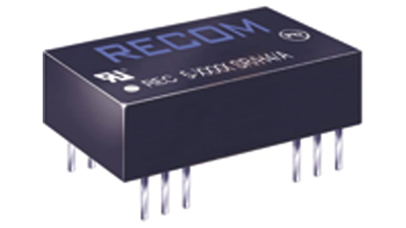 Recom REC5 DC-DC Converter, 3.3V dc/ 1A Output, 9 → 18 V dc Input, 5W, Through Hole, +75°C Max Temp -40°C Min