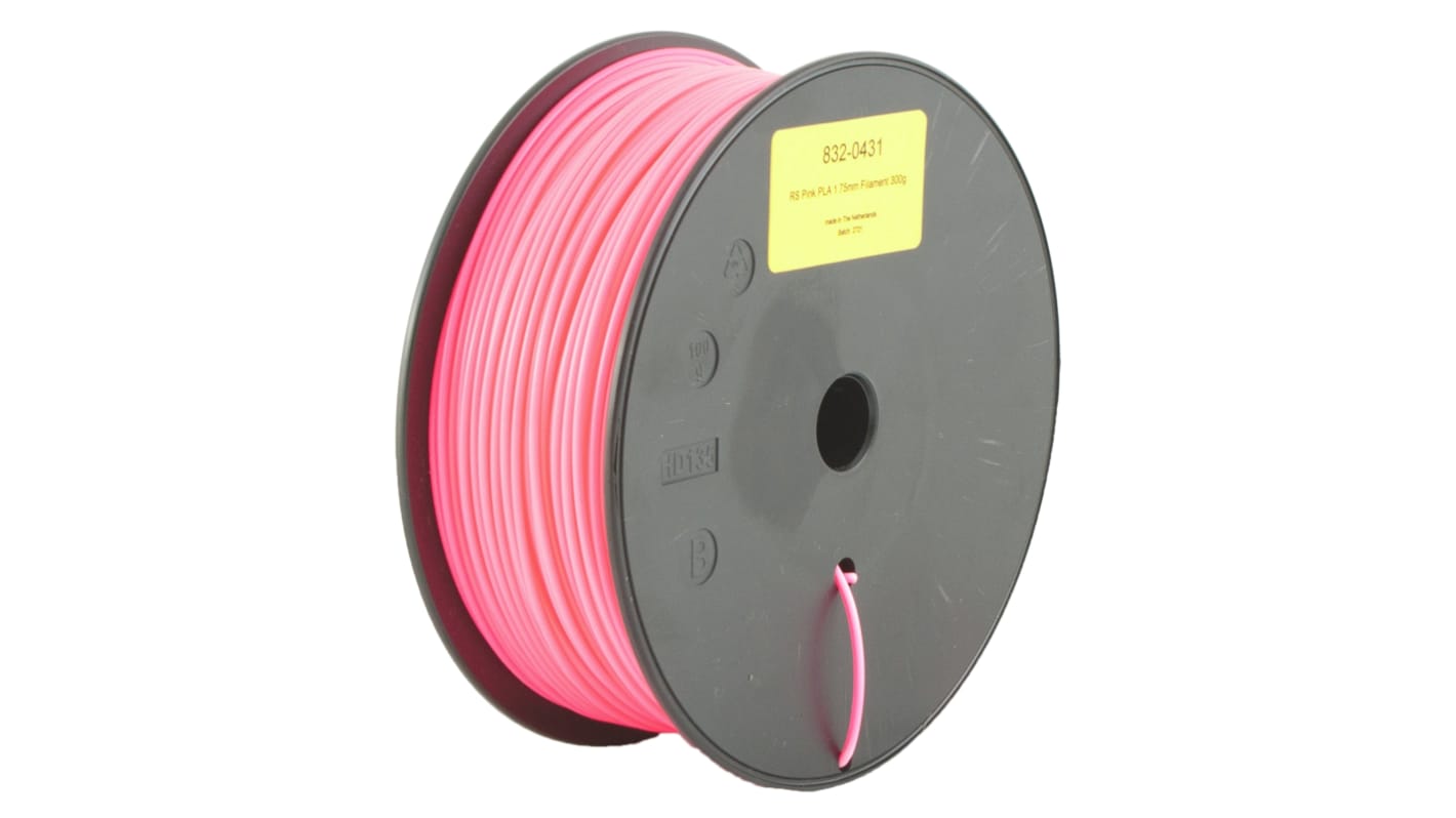 RS PRO 1.75mm Pink PLA 3D Printer Filament, 300g