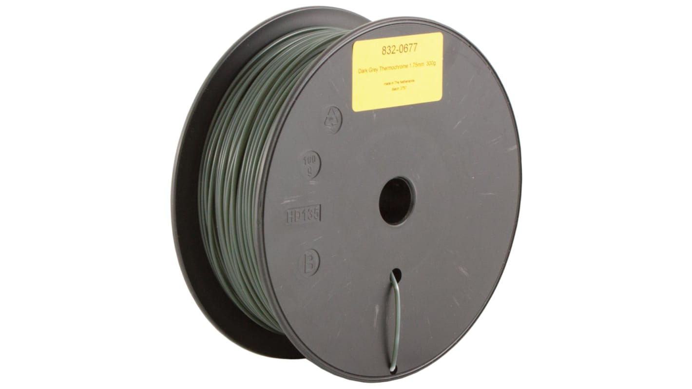 RS PRO 1.75mm Thermochromatic Dark Grey TPLA 3D Printer Filament, 300g