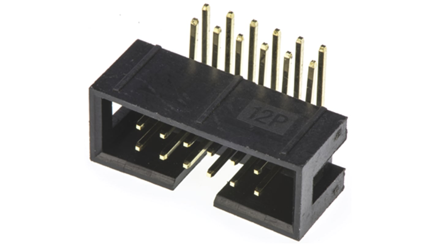 Amphenol Communications Solutions 12p双排排针 直角线对板连接器, 2.54mm间距, 3.0A, THT安装, T821系列