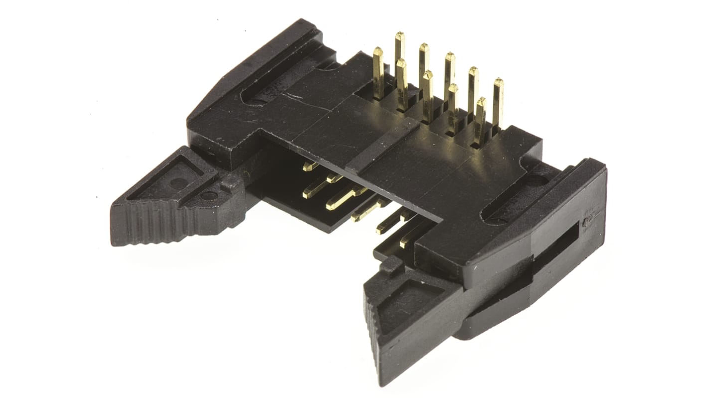 Amphenol ICC T816 Series Right Angle Through Hole PCB Header, 10 Contact(s), 2.54mm Pitch, 2 Row(s), Shrouded