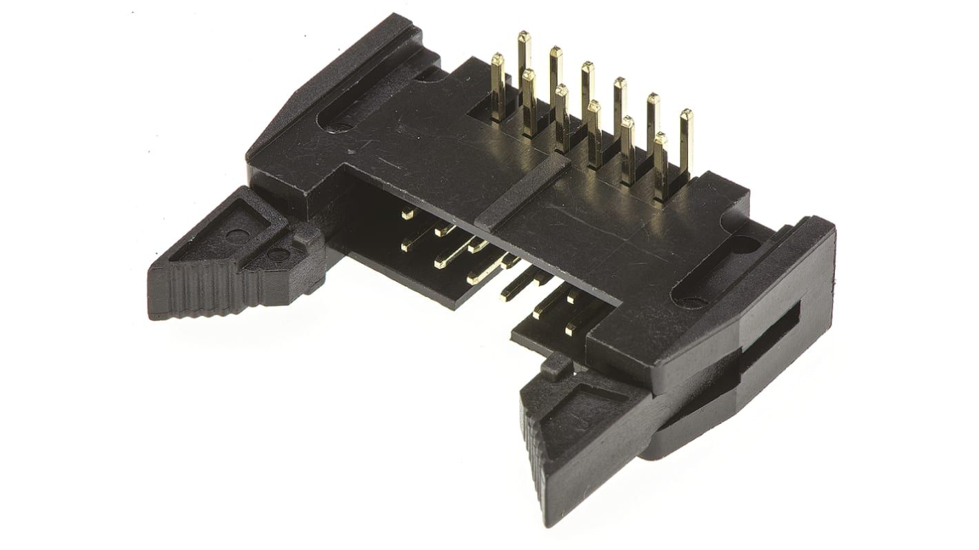 Amphenol ICC T816 Series Right Angle Through Hole PCB Header, 12 Contact(s), 2.54mm Pitch, 2 Row(s), Shrouded