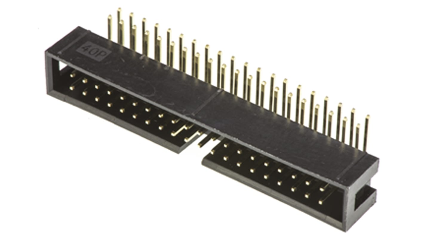 Amphenol Communications Solutions T821 Series Right Angle Through Hole PCB Header, 40 Contact(s), 2.54mm Pitch, 2