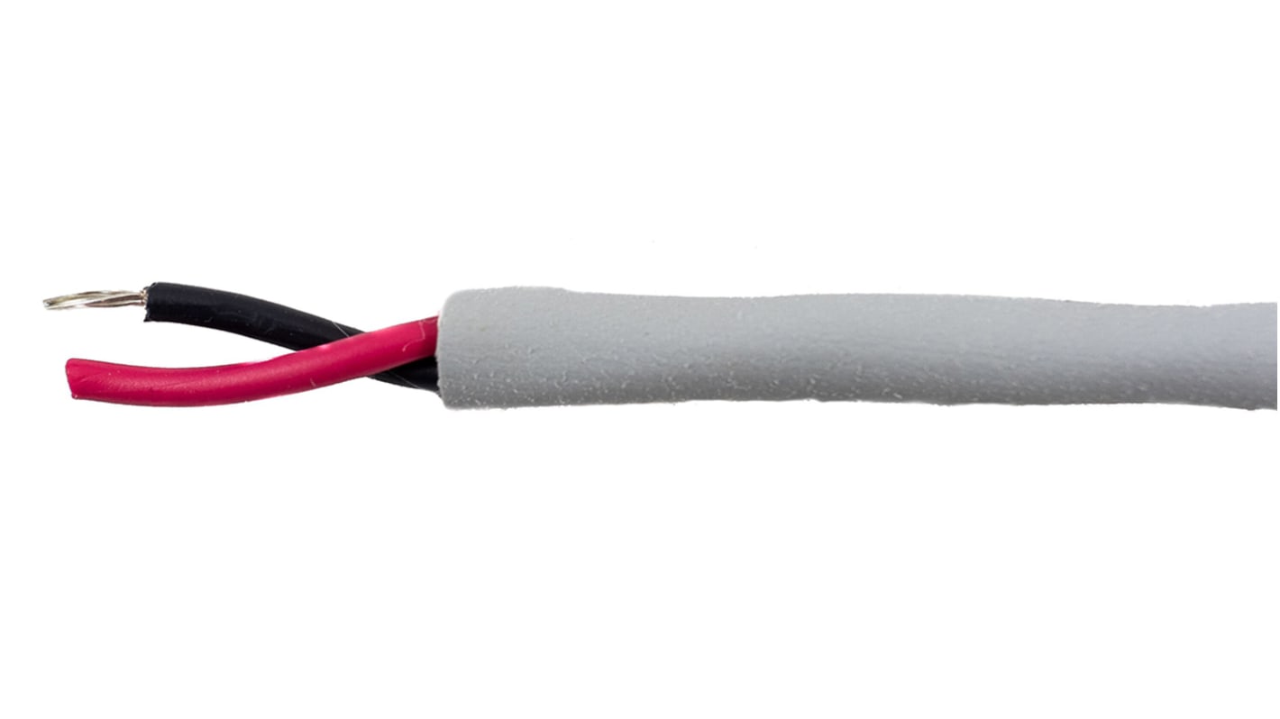 Alpha Wire Ecogen Ecocable Mini Control Cable, 2 Cores, 0.15 mm², ECO, Unscreened, 30m, Grey mPPE Sheath, 26 AWG