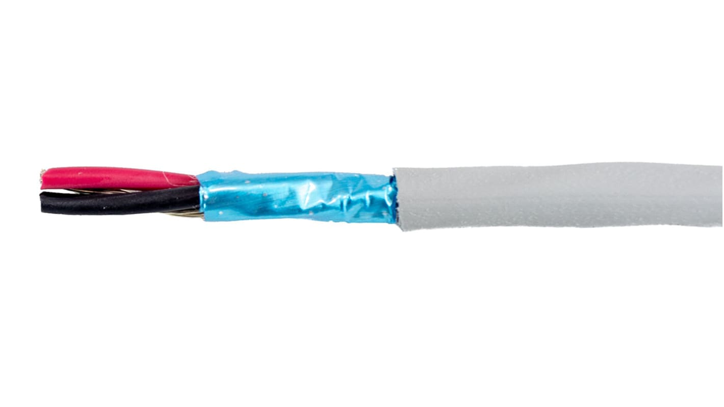 Câble de commande Blindé Alpha Wire Ecogen Ecocable Mini 300 V, 2 x 0,09 mm², 28 AWG, gaine mPPE Gris, , 30m