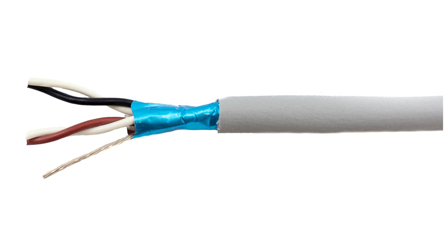 Alpha Wire Twisted Pair Data Cable, 2 Pairs, 0.241 mm², 4 Cores, 24 AWG, Screened, 30m, Grey Sheath