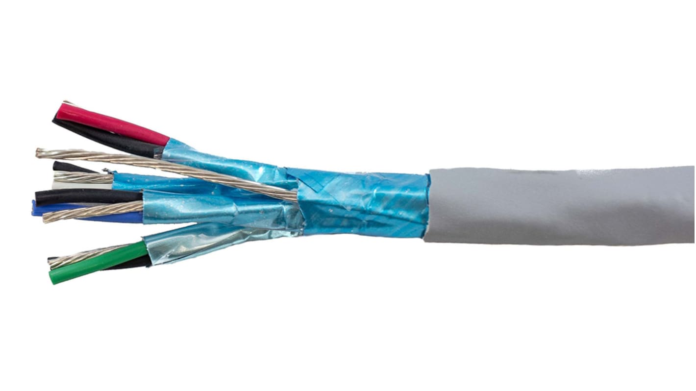 Alpha Wire 8芯4对屏蔽线 0.382 mm²双绞线 数据电缆, Ecogen Ecocable Mini系列, 22 AWG, MPPE灰色护套