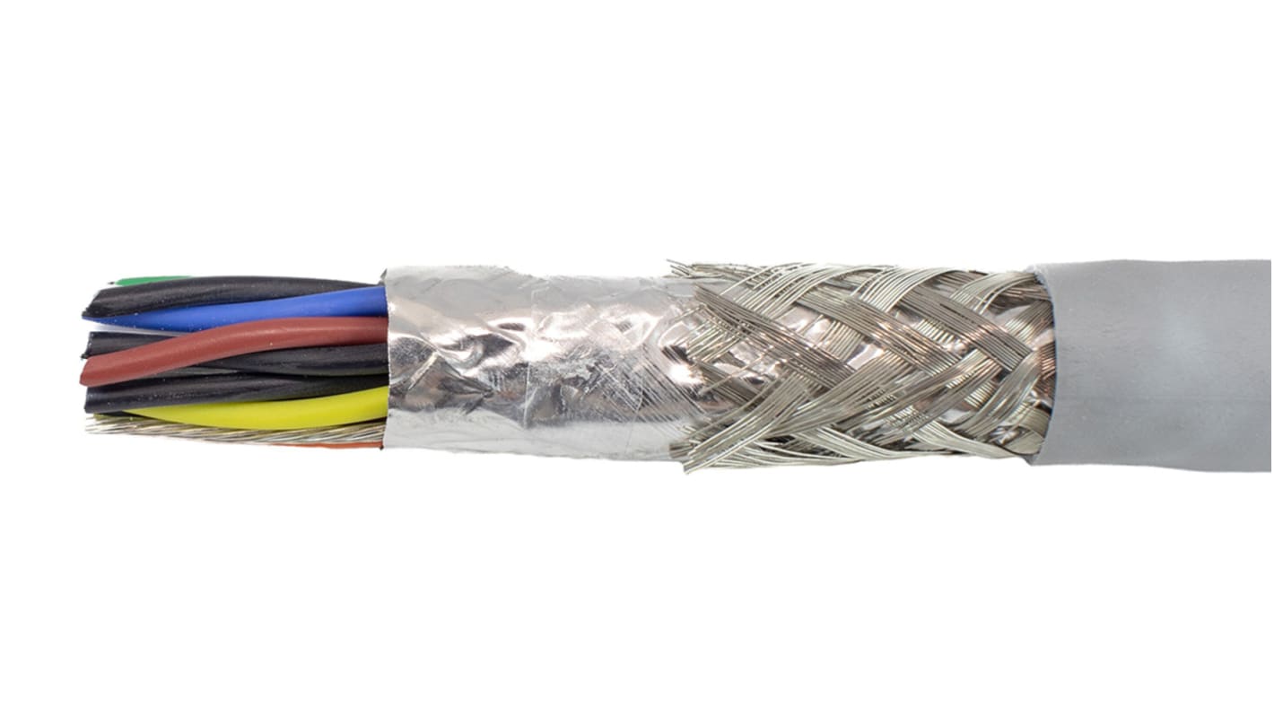 Alpha Wire Ecogen Ecocable Mini Series Data Cable, 9 Pairs, 18 Cores, 0.241 mm², Screened, 24 AWG, 30m, Foil and Braid