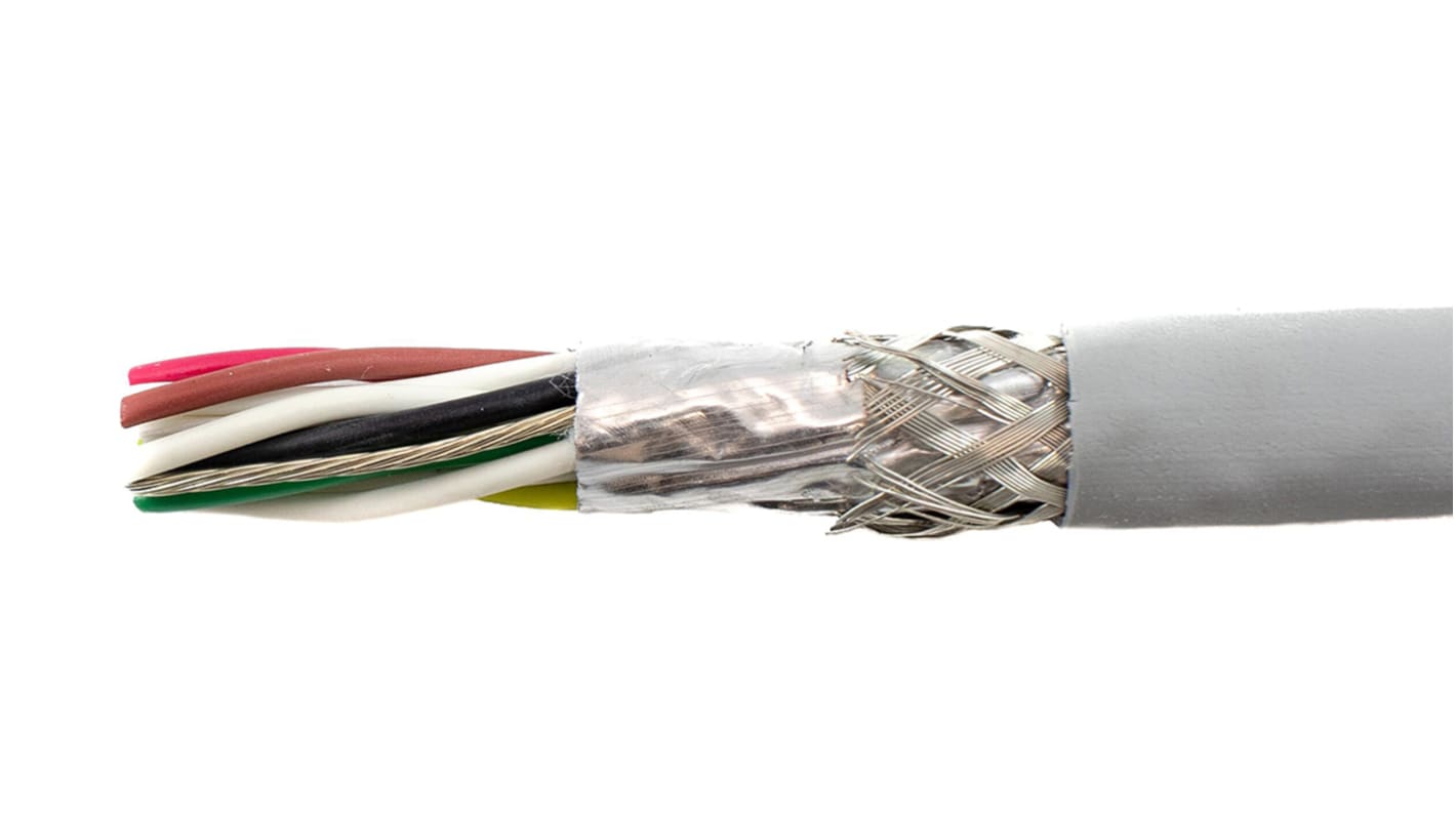 Alpha Wire Ecogen Ecocable Mini Series, 6 Pairs, 12 Cores, 0.241 mm², Screened, 24 AWG, 30m, Foil and Braid Shield