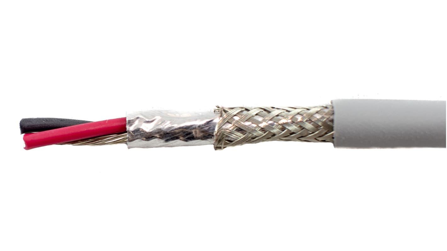 Alpha Wire Ecogen Ecocable Mini Series Data Cable, 2 Pairs, 4 Cores, 0.382 mm², Screened, 22 AWG, 30m, Foil and Braid