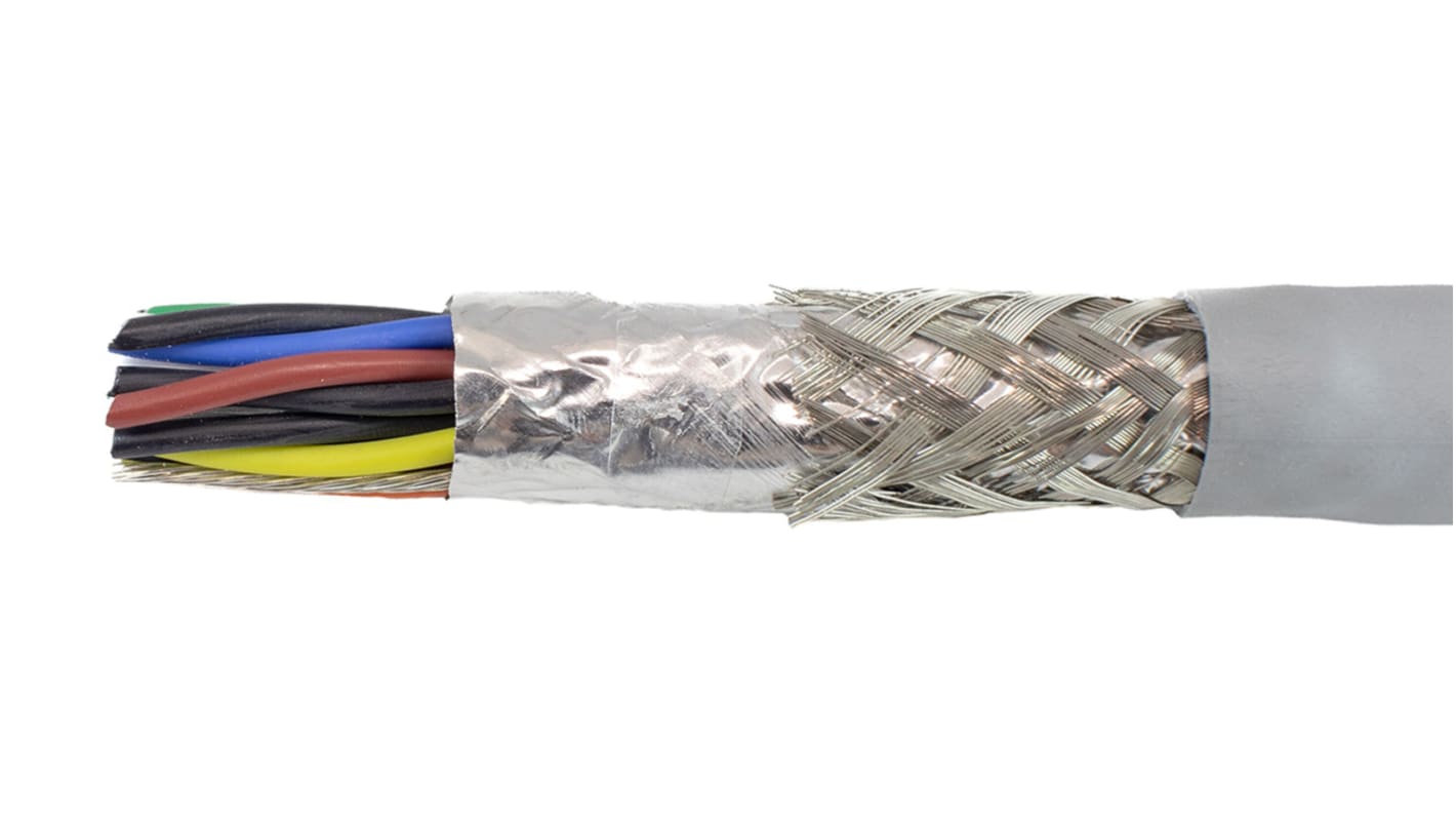 Alpha Wire Ecogen Ecocable Mini Series Data Cable, 9 Pairs, 18 Cores, 0.382 mm², Screened, 22 AWG, 30m, Foil and Braid