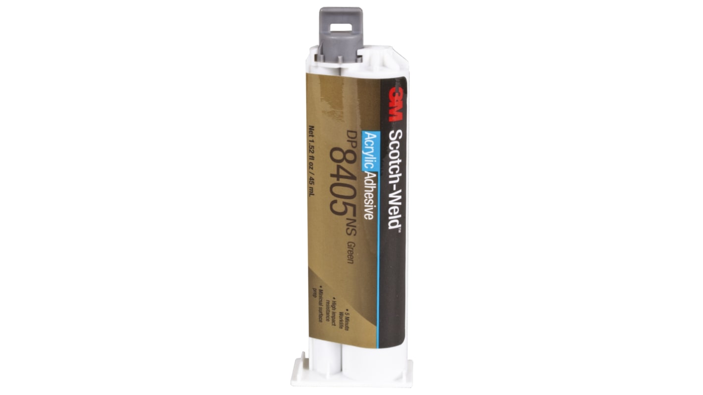 3M Scotch-Weld 8405N Acrylklebstoff Flüssig Grün, Doppelkartusche 45 ml, für Keramik, Glas, Metall, Kunststoff, Holz