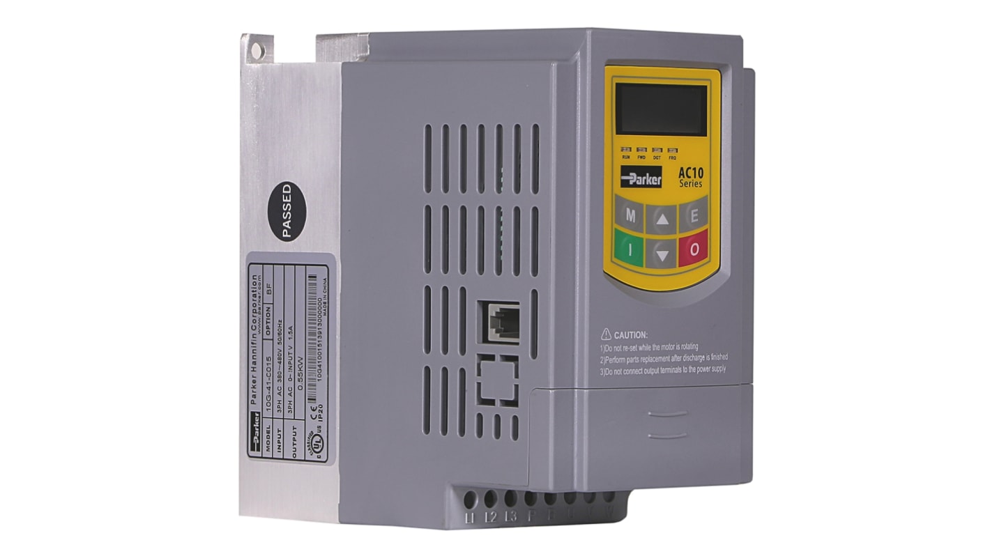 Parker Inverter Drive, 0.75 kW, 1 Phase, 230 V ac, 11.4 A, AC10 Series