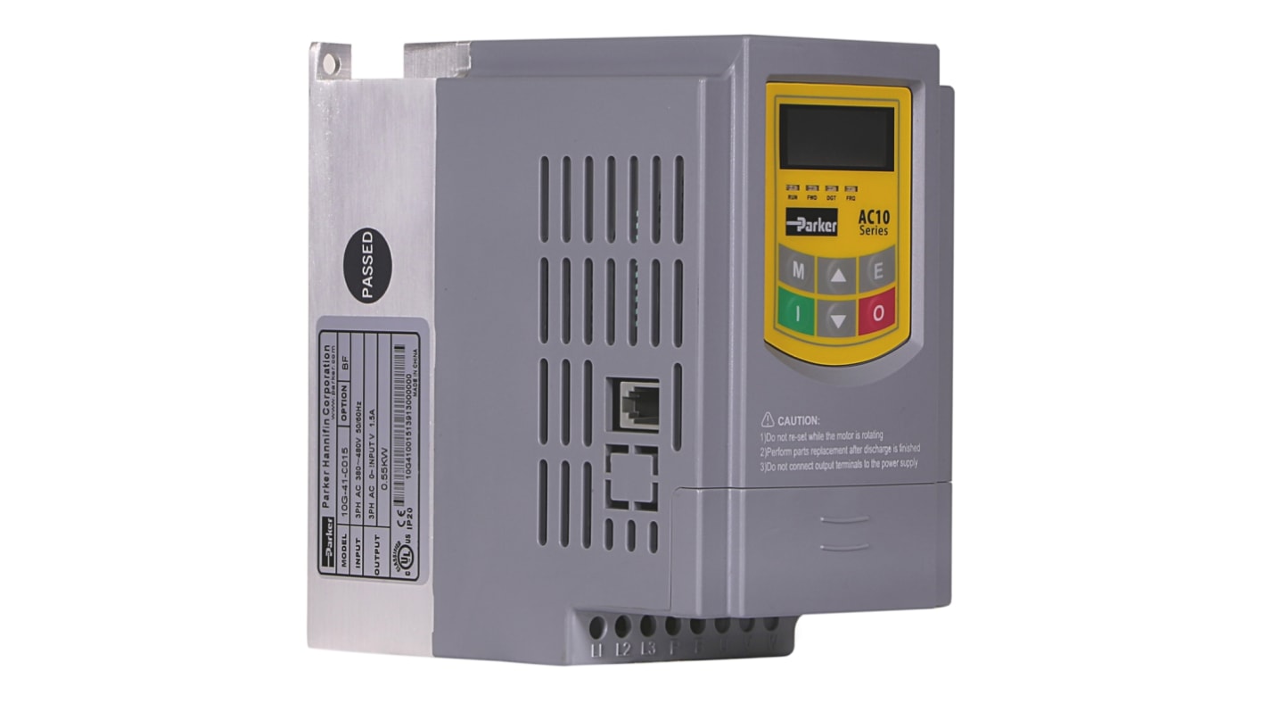 Parker Inverter Drive, 0.2 kW, 3 Phase, 400 V ac, 1.2 A, AC10 Series