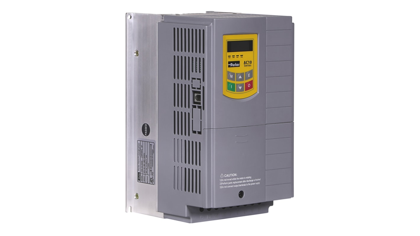 Variador de frecuencia Parker serie AC10, 11 kW, 400 V ac, 3 fases, 30,9 A, 0.5 → 590Hz, IP20, RS485 Modbus