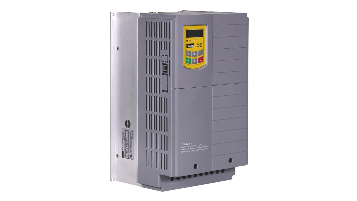 Variador de frecuencia Parker serie AC10, 18,5 kW, 480 V ac, 3 fases, 38 A, 0.5 → 590Hz, IP20, RS485/Modbus RTU