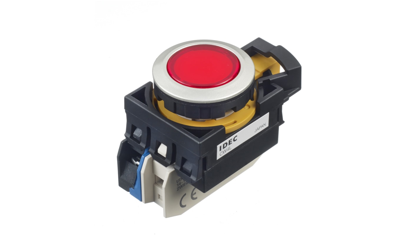 Idec IDEC CW Series Illuminated Push Button, Panel Mount, 22mm Cutout, IP65