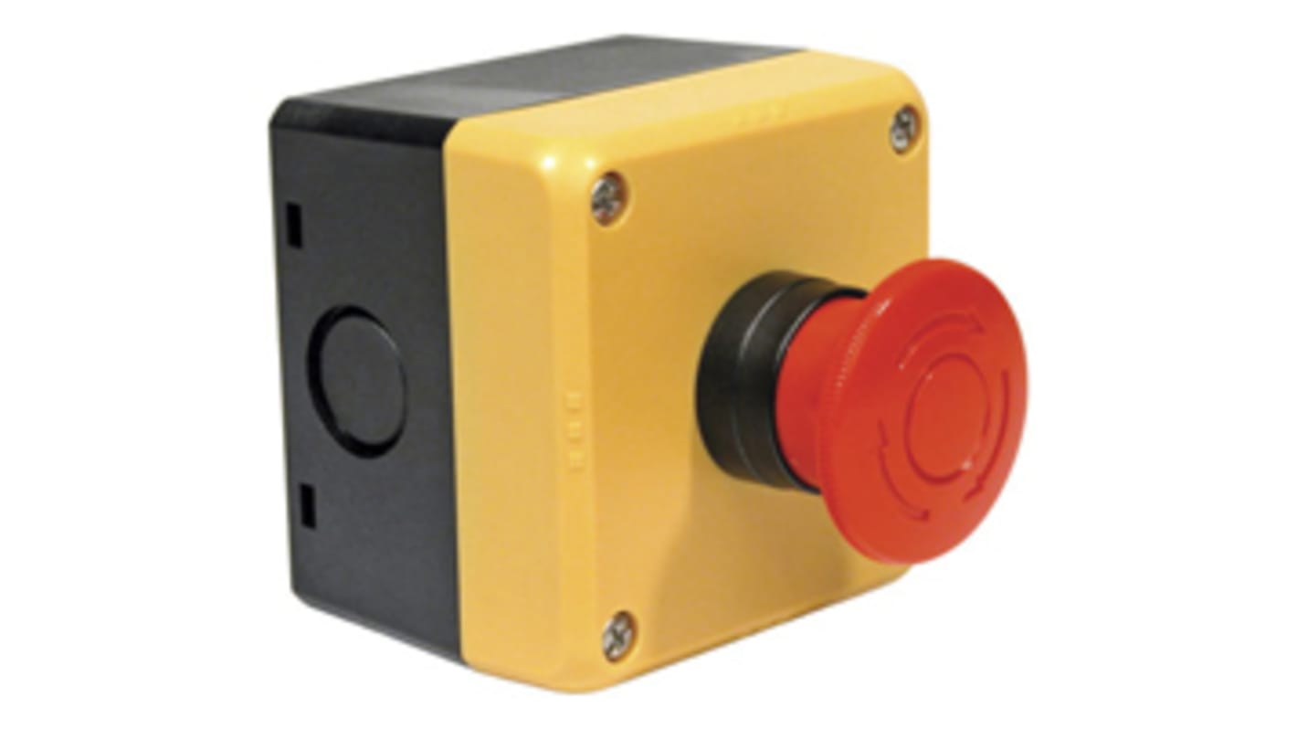 Idec HW Series Twist Release Emergency Stop Push Button, Surface Mount, 1 NO + 1 NC, IP65