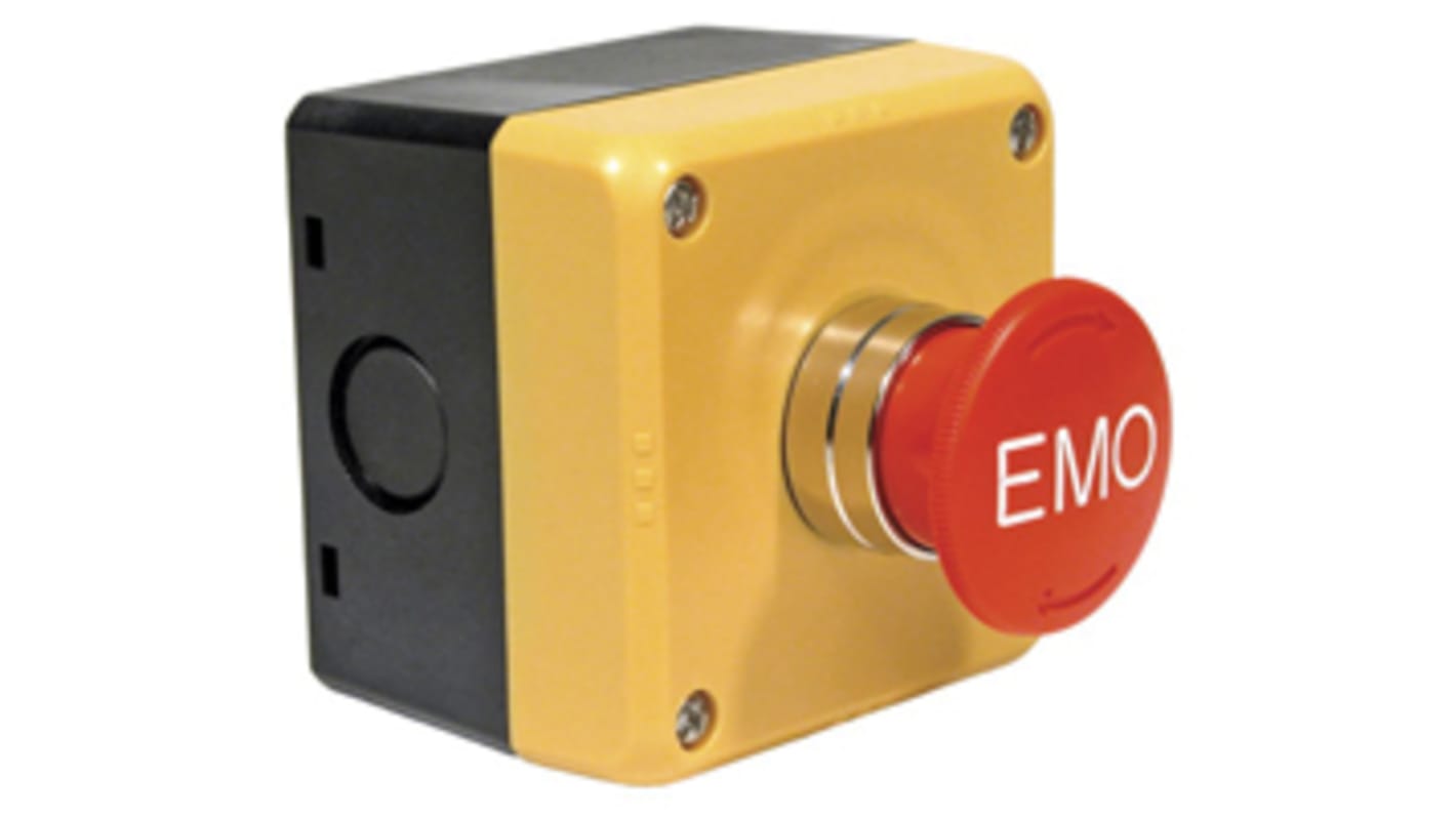 Idec HW Series Twist Release Emergency Stop Push Button, Surface Mount, 1 NO + 1 NC, IP65