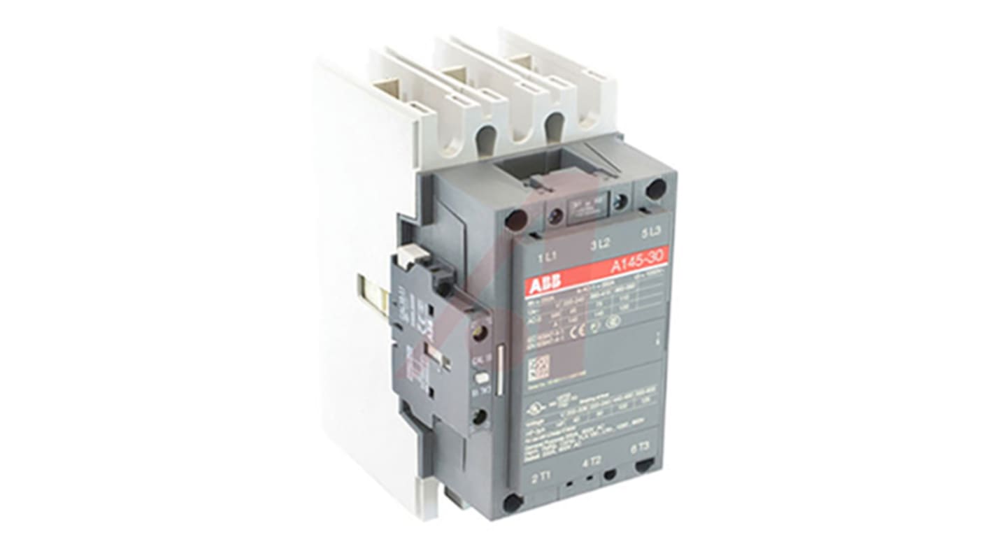 ABB A145-30-11-80 A Line Contactor, 240 V Coil, 3-Pole, 120 A, 110 kW, 3NO (Main), NO/NC (Auxiliary), 690 V