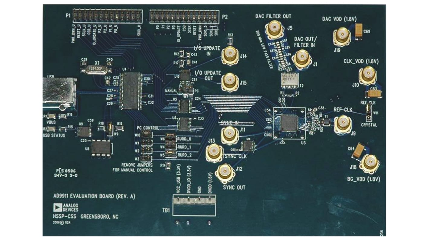 Analog Devices 直接数字合成器 (DDS)评估测试板, AD9911芯片