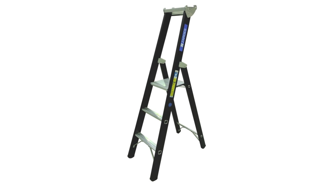 Zarges Aluminium 3 steps Step Ladder, 0.8m platform height