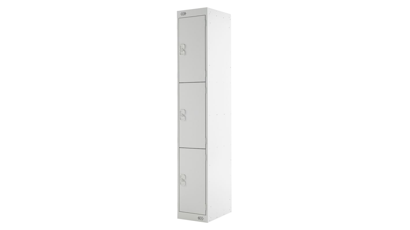 RS PRO Schließfach, Türanzahl: 3 Stahl, Hellgrau, 1800 mm x 300 mm x 300mm