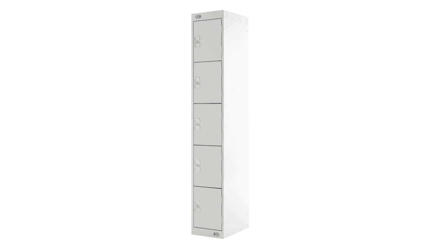 RS PRO 5 Door Steel Light Grey Storage Locker, 1800 mm x 300 mm x 300mm